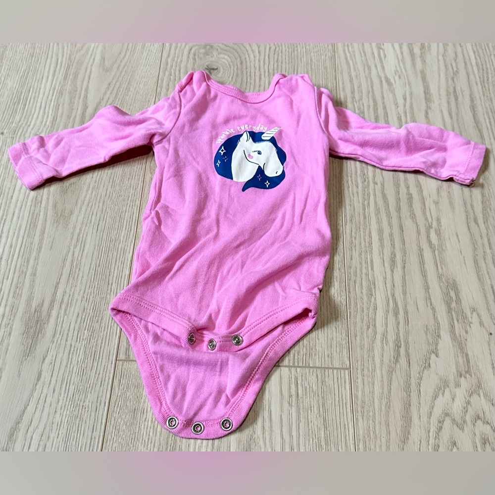 Joe Fresh Pink Unicorn Sparkle Everyday Bodysuit